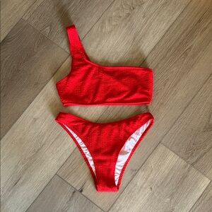 Red One-Shoulder Bikini Set